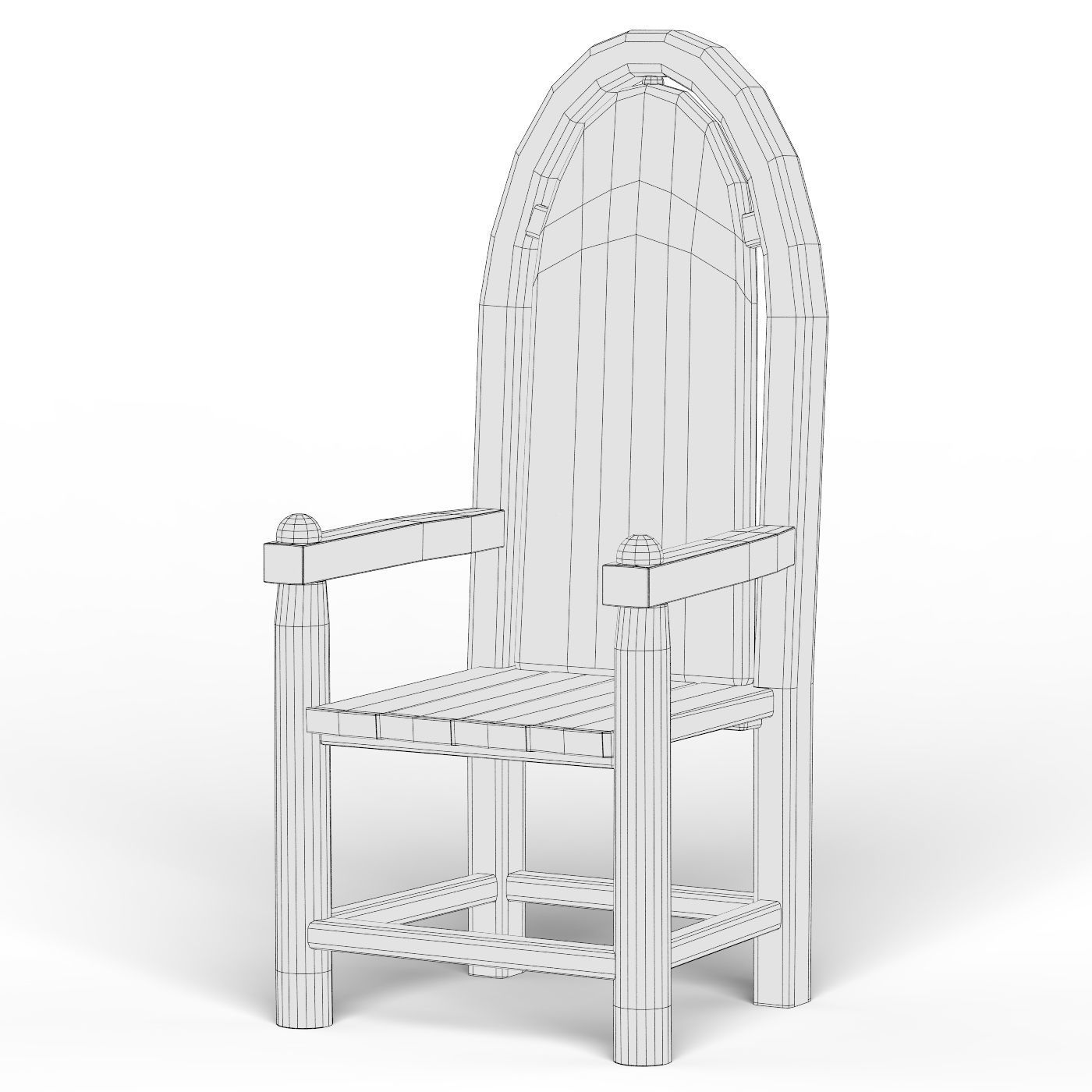 Wooden Chair 09 Low-poly 3D model_4