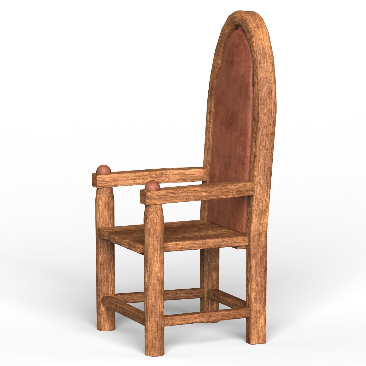 Wooden Chair 09 Low-poly 3D model_1