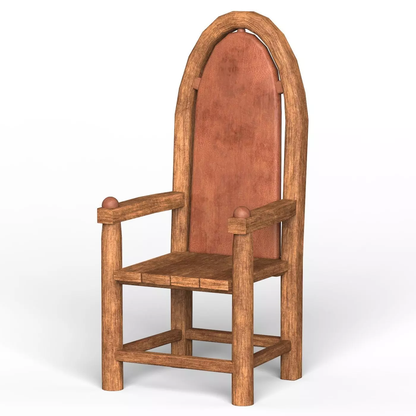 Wooden Chair 09 Low-poly 3D model_0