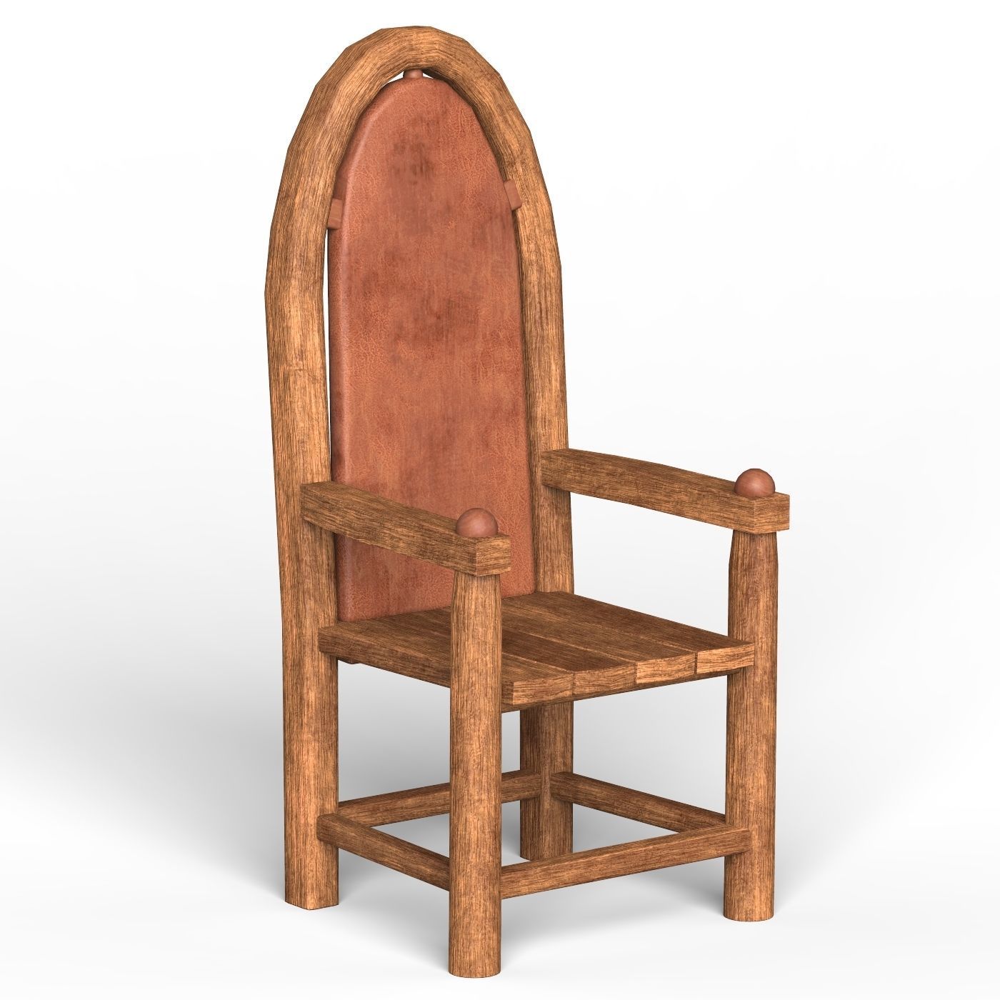 Wooden Chair 09 Low-poly 3D model_3