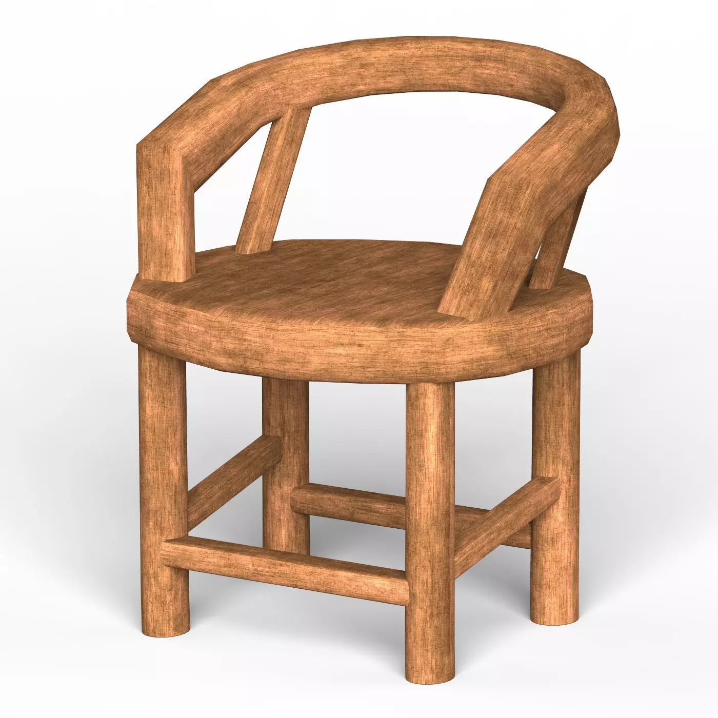 Wooden Chair 10 Low-poly 3D model_0