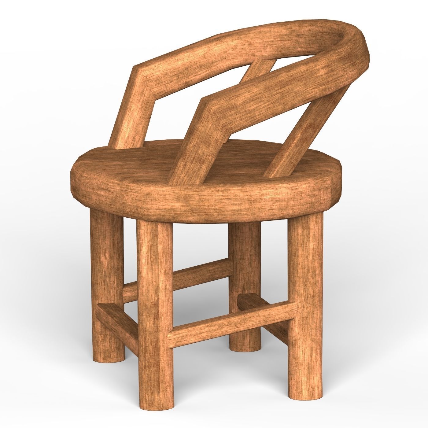 Wooden Chair 10 Low-poly 3D model_1