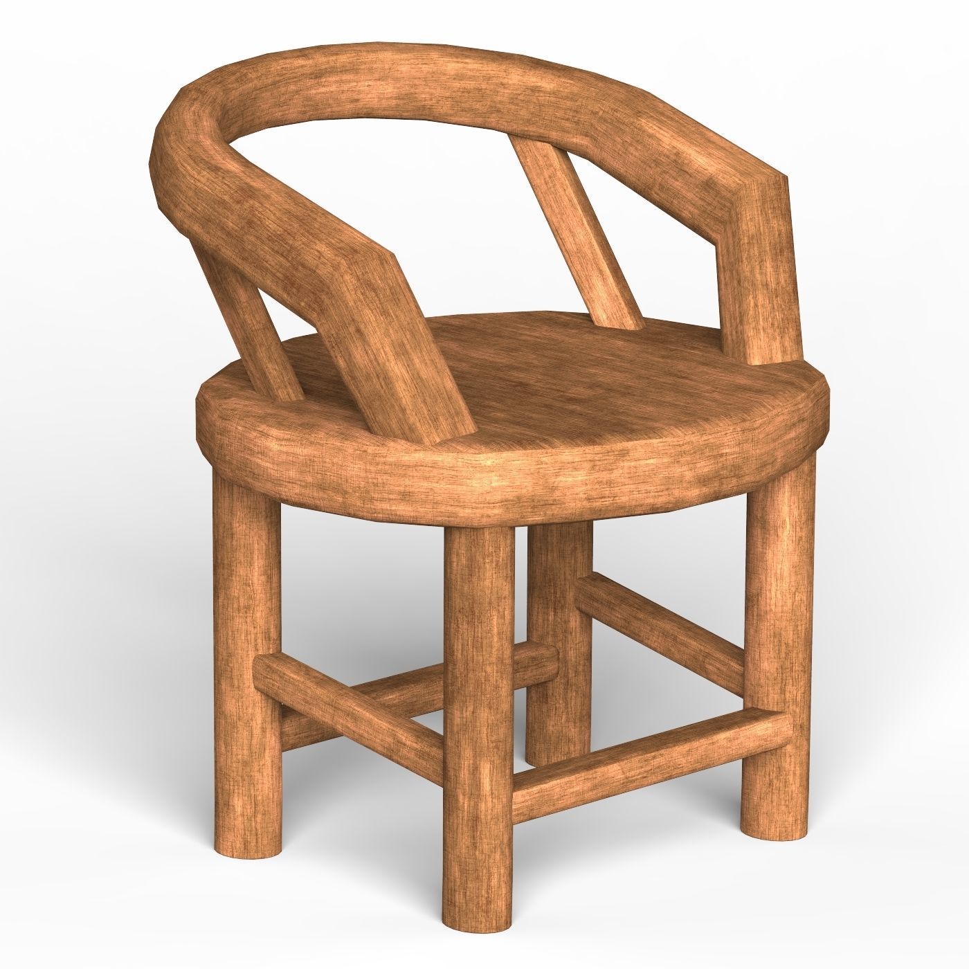 Wooden Chair 10 Low-poly 3D model_3