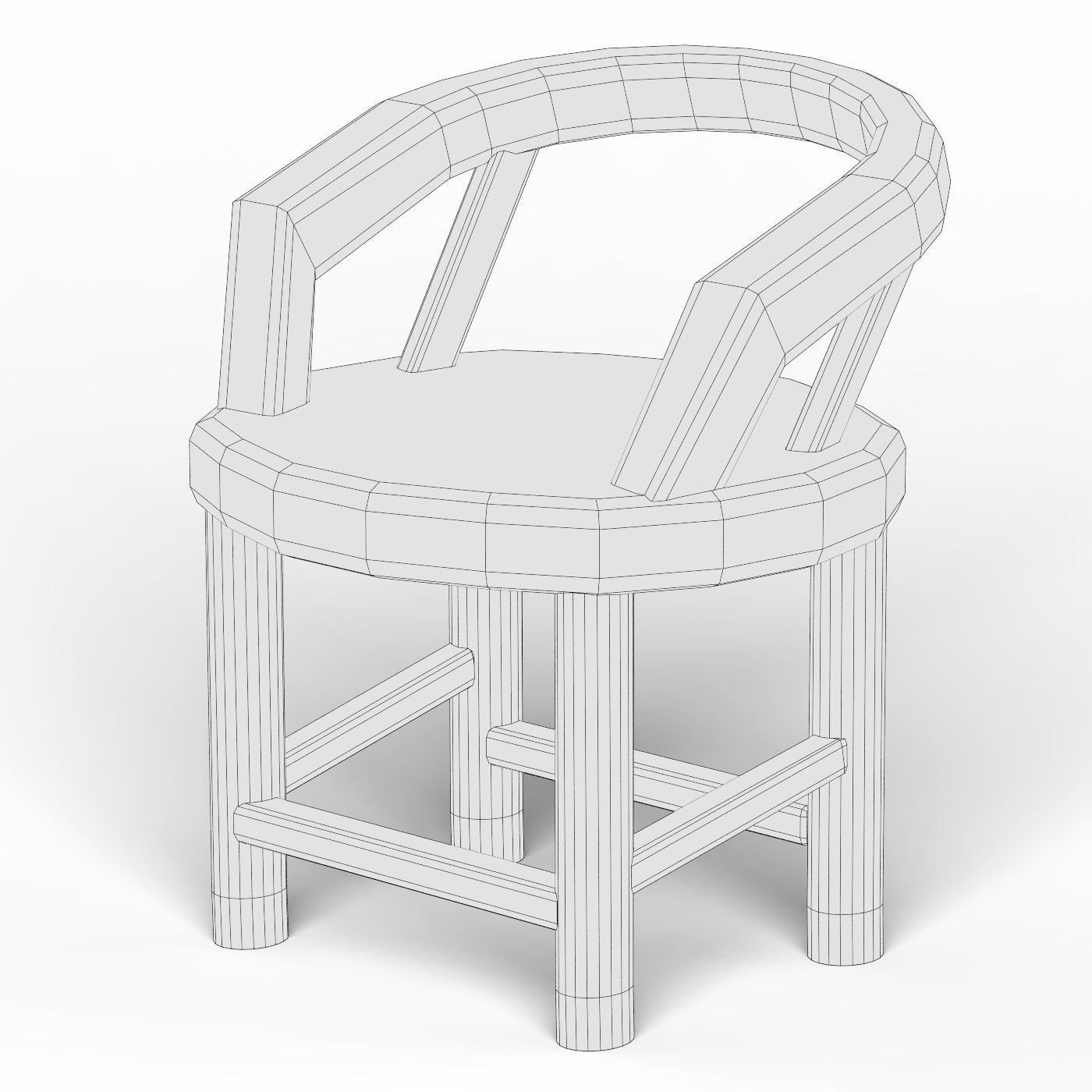 Wooden Chair 10 Low-poly 3D model_4