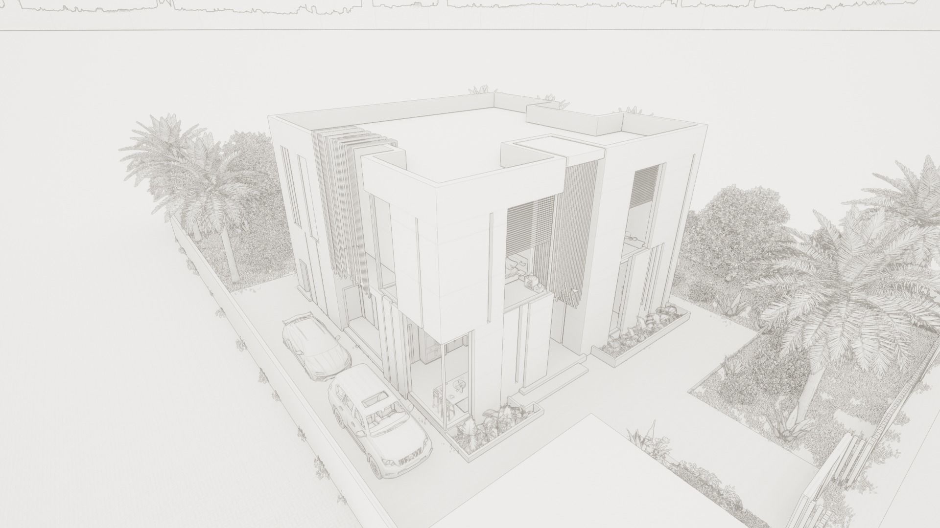 Revit Modern Villa Design 3D model_11