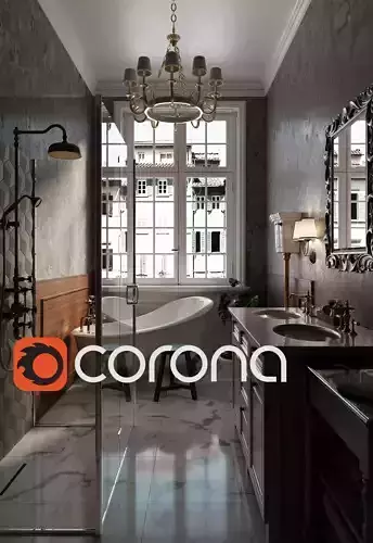 Charming French Country Bathroom Design - Corona Render  3D model