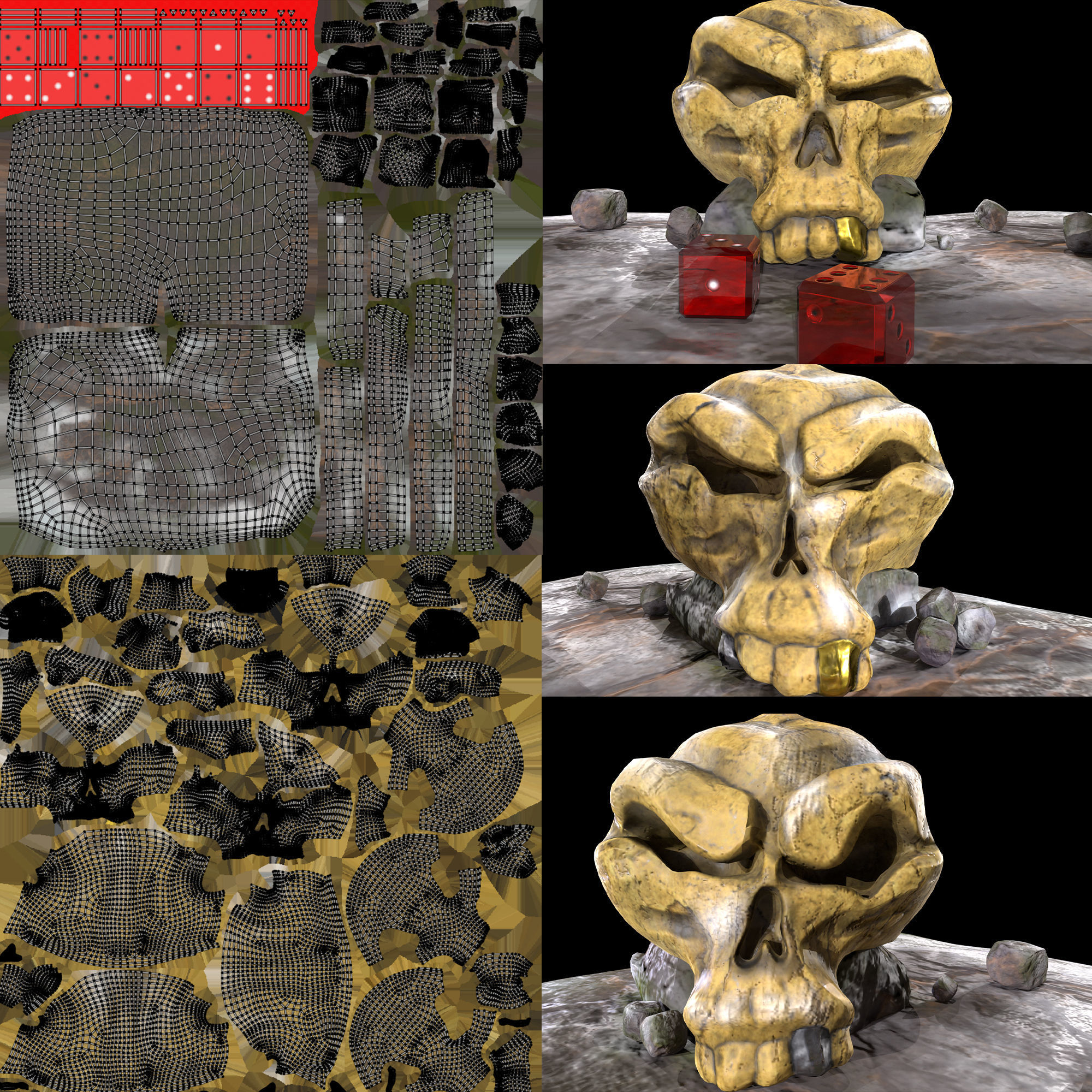 Stylized magic skulls Low-poly 3D model_8