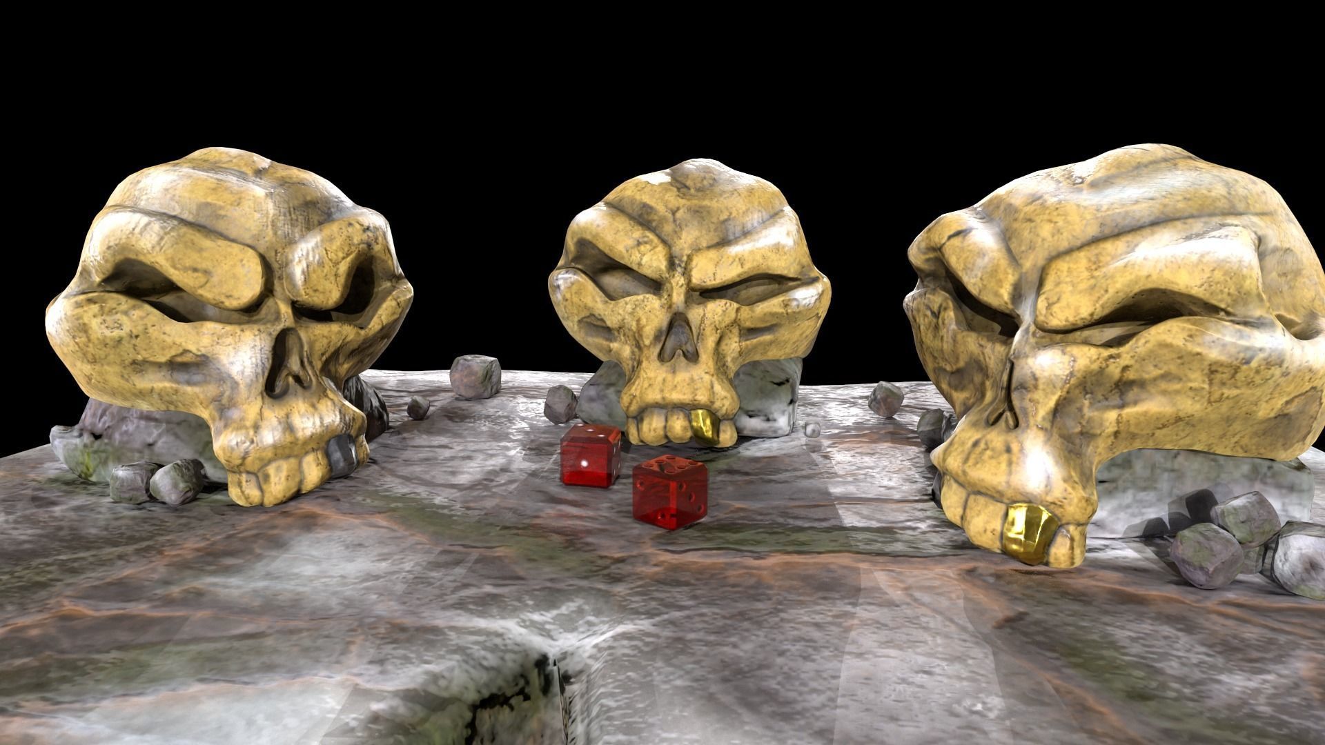 Stylized magic skulls Low-poly 3D model_14