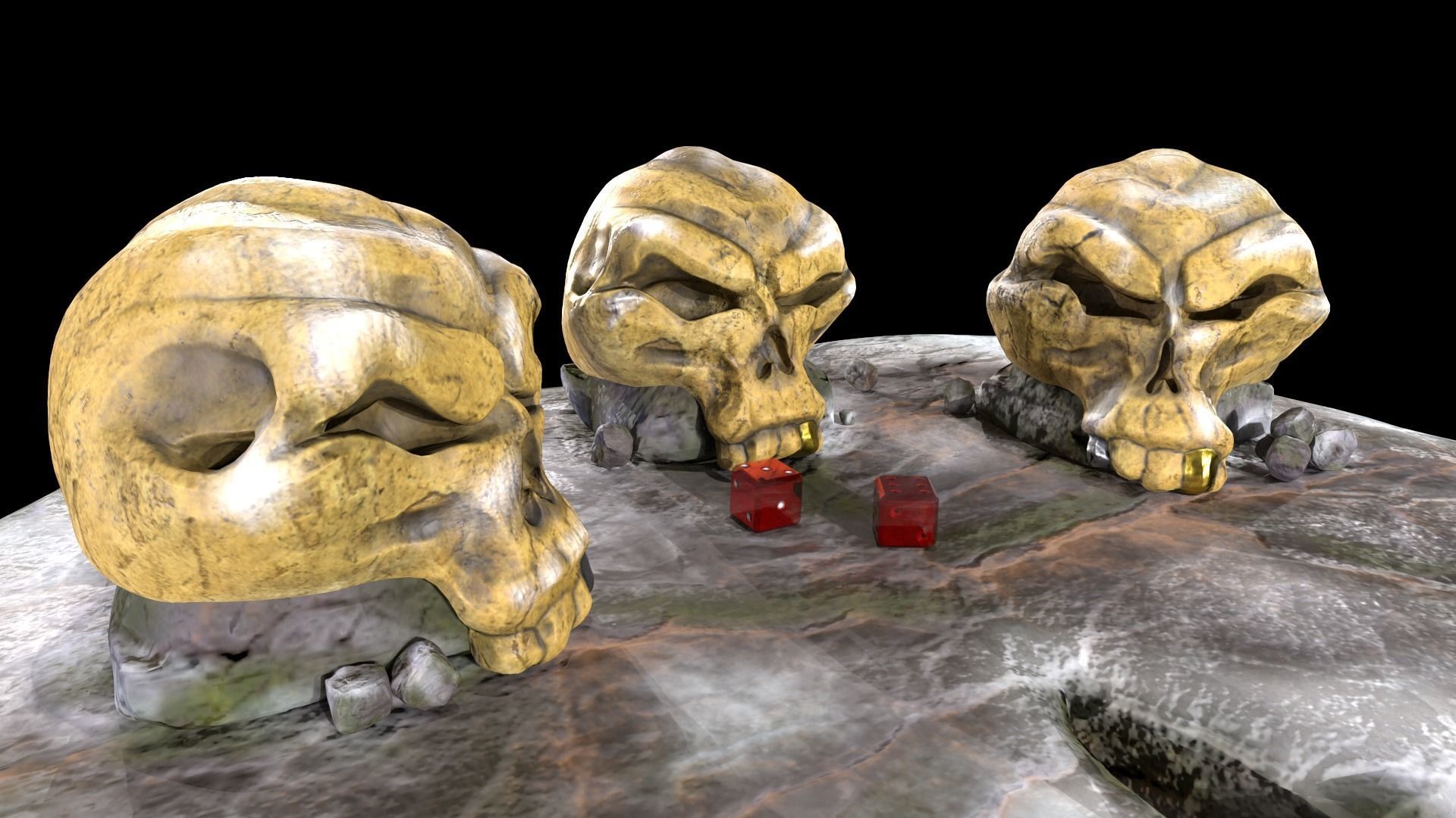 Stylized magic skulls Low-poly 3D model_13