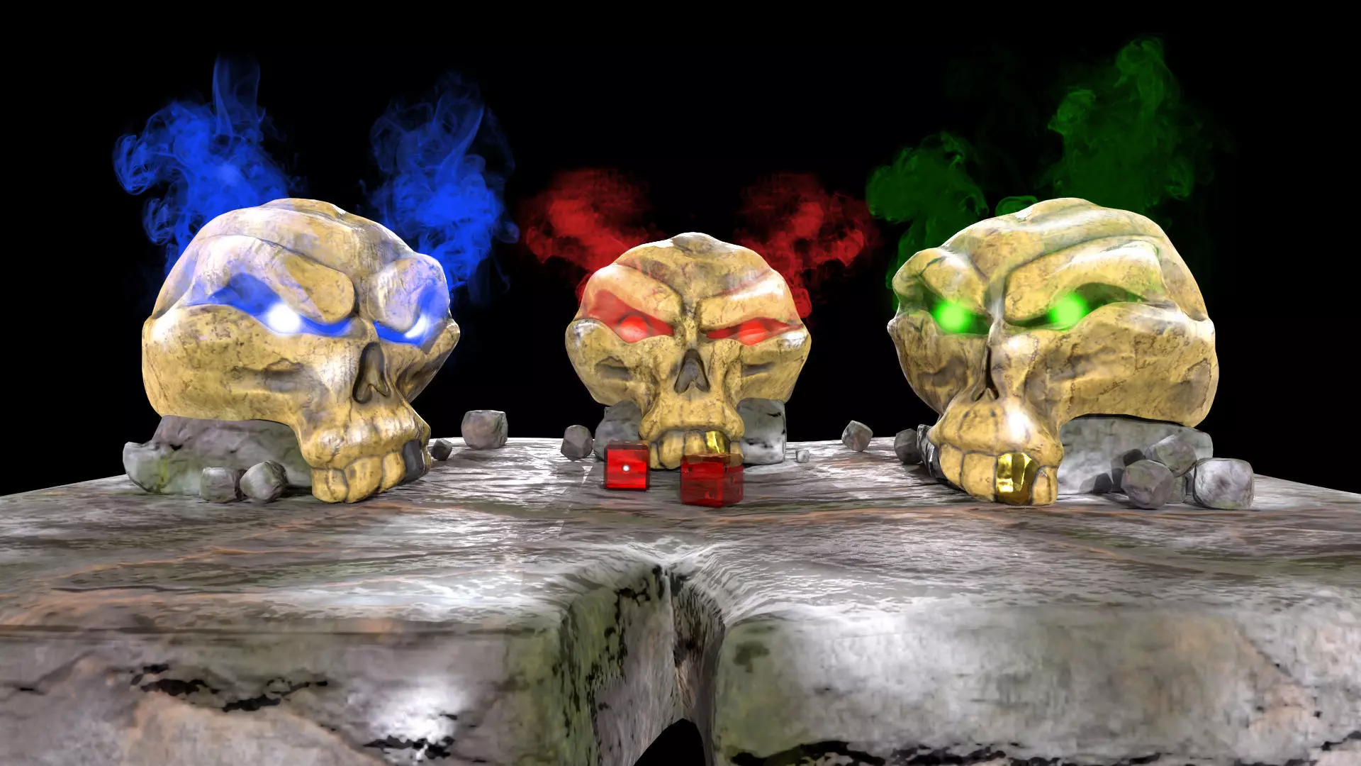 Stylized magic skulls Low-poly 3D model_0