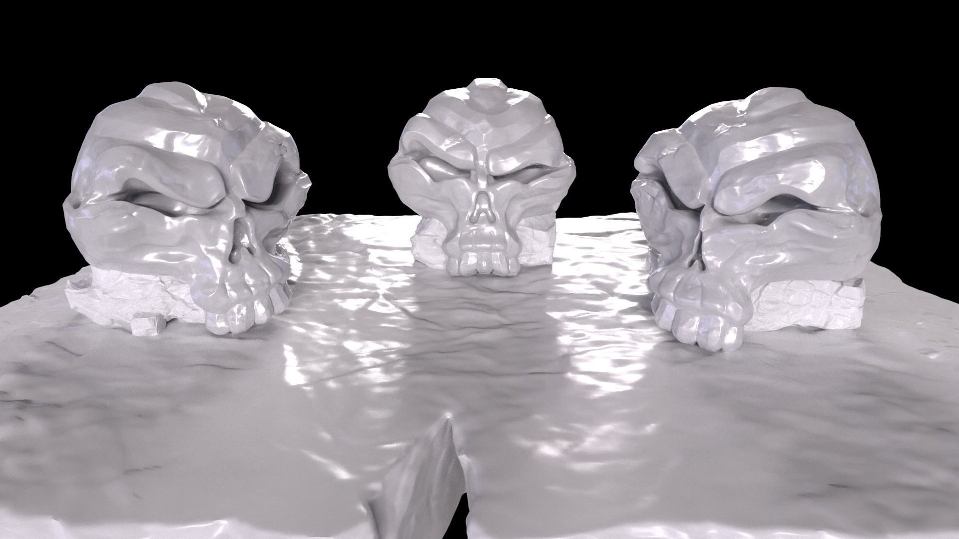 Stylized magic skulls Low-poly 3D model_10