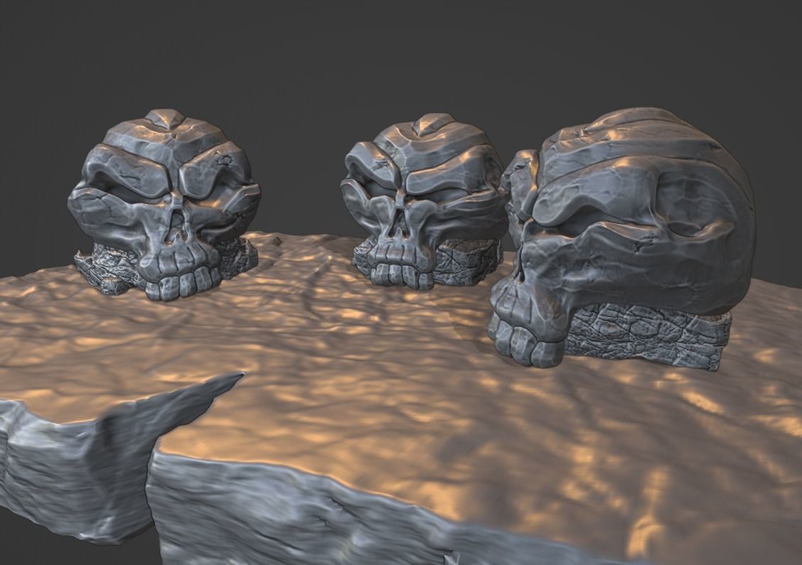 Stylized magic skulls Low-poly 3D model_9