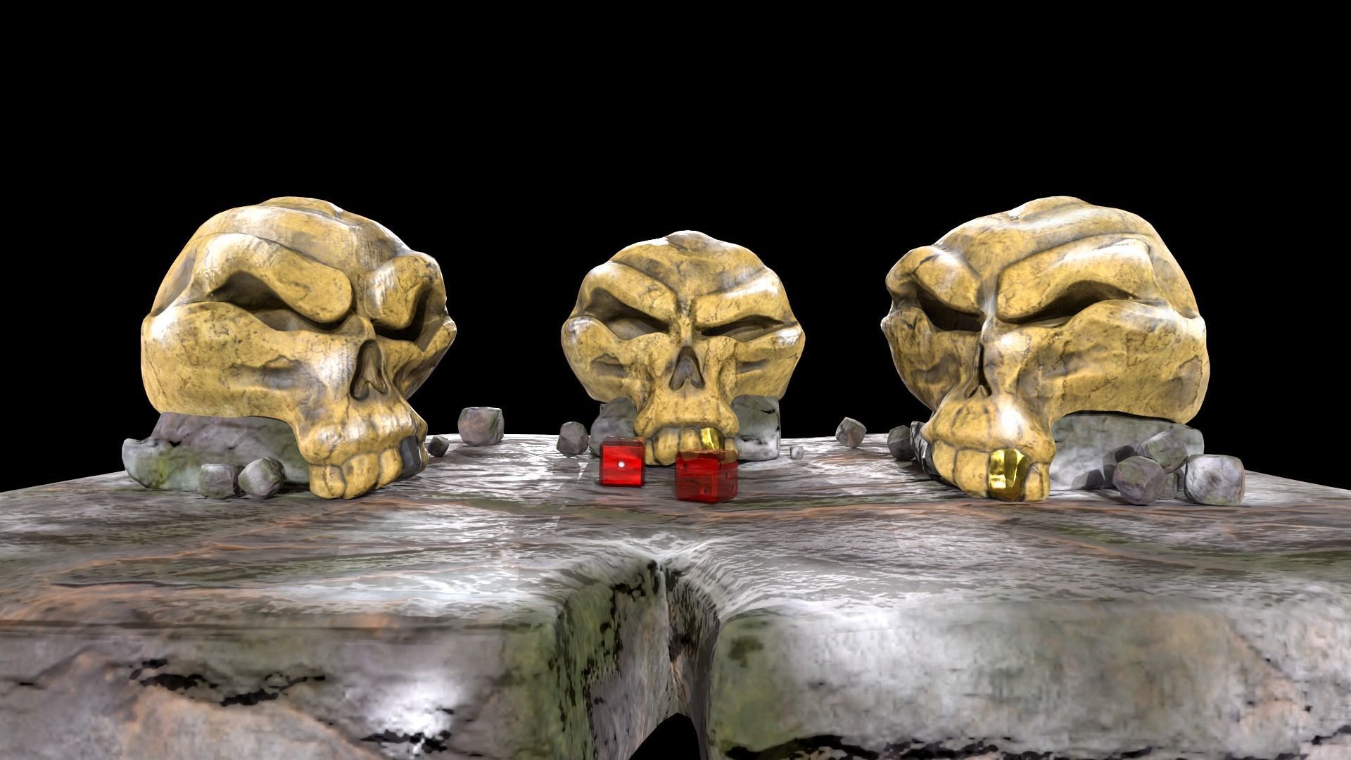 Stylized magic skulls Low-poly 3D model_2