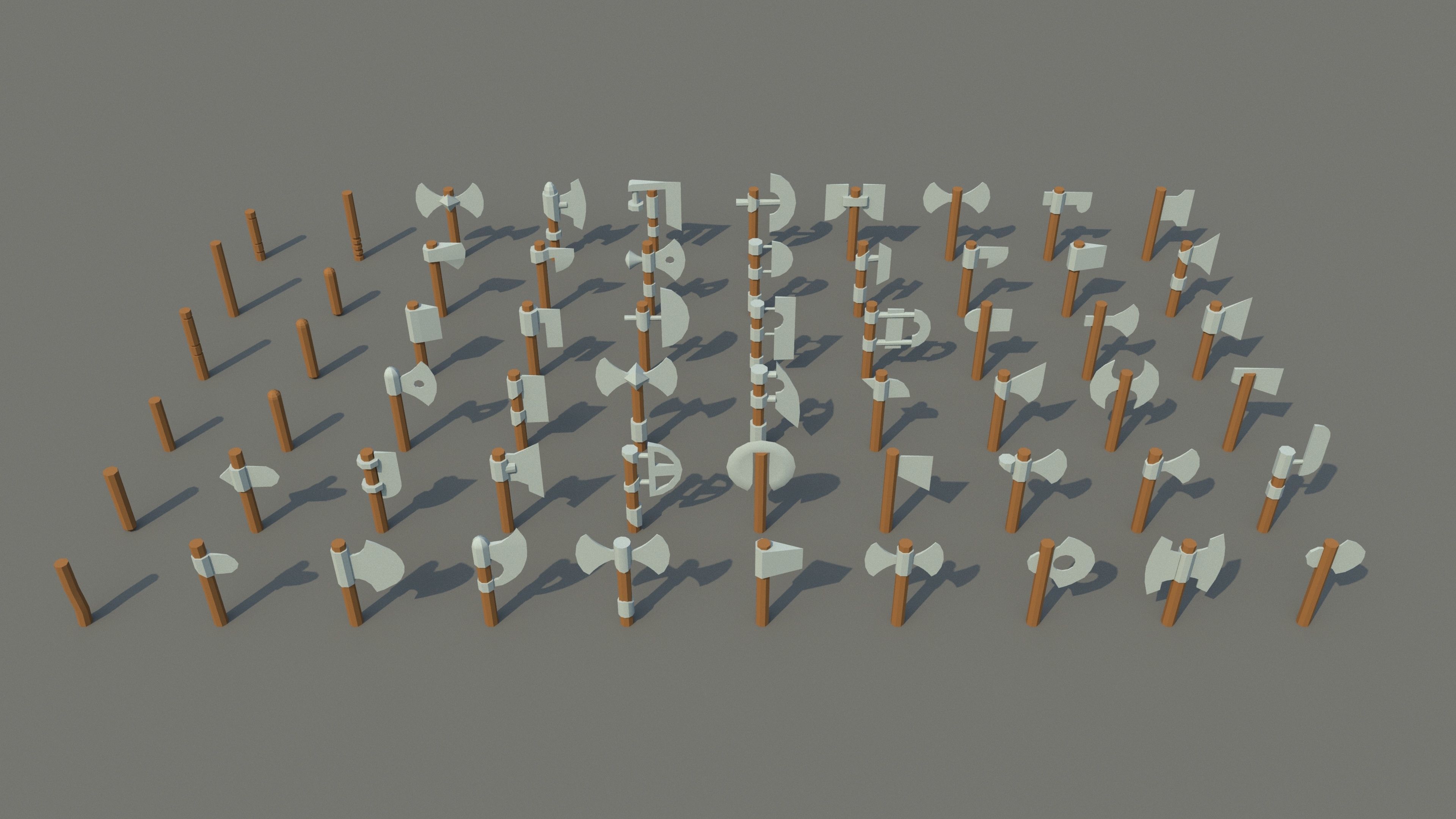 low poly axe pack for games Low-poly 3D model_1