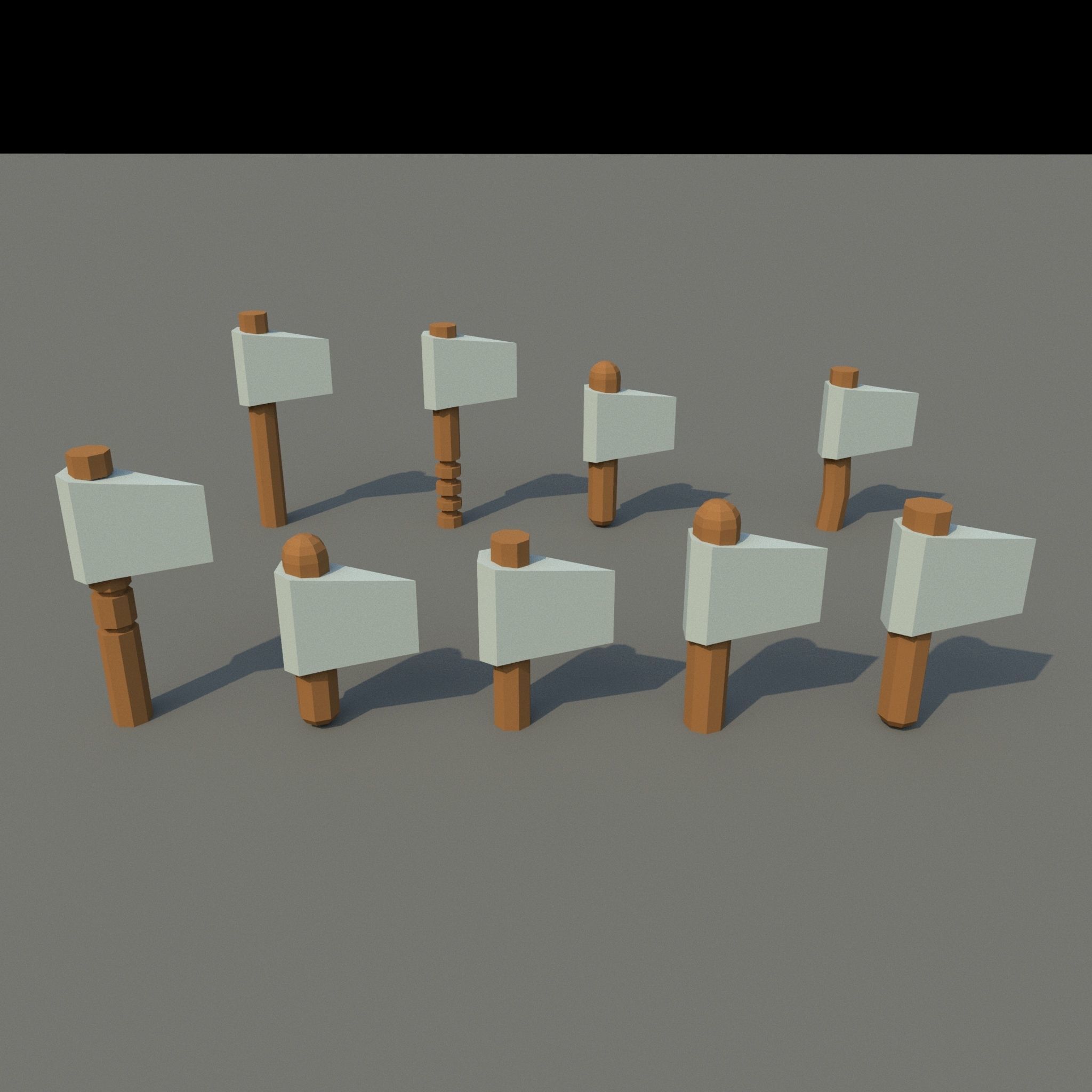 low poly axe pack for games Low-poly 3D model_2