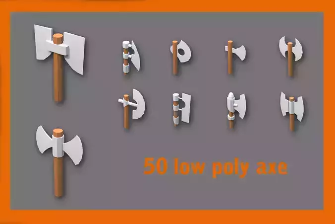 low poly axe pack for games Low-poly 3D model