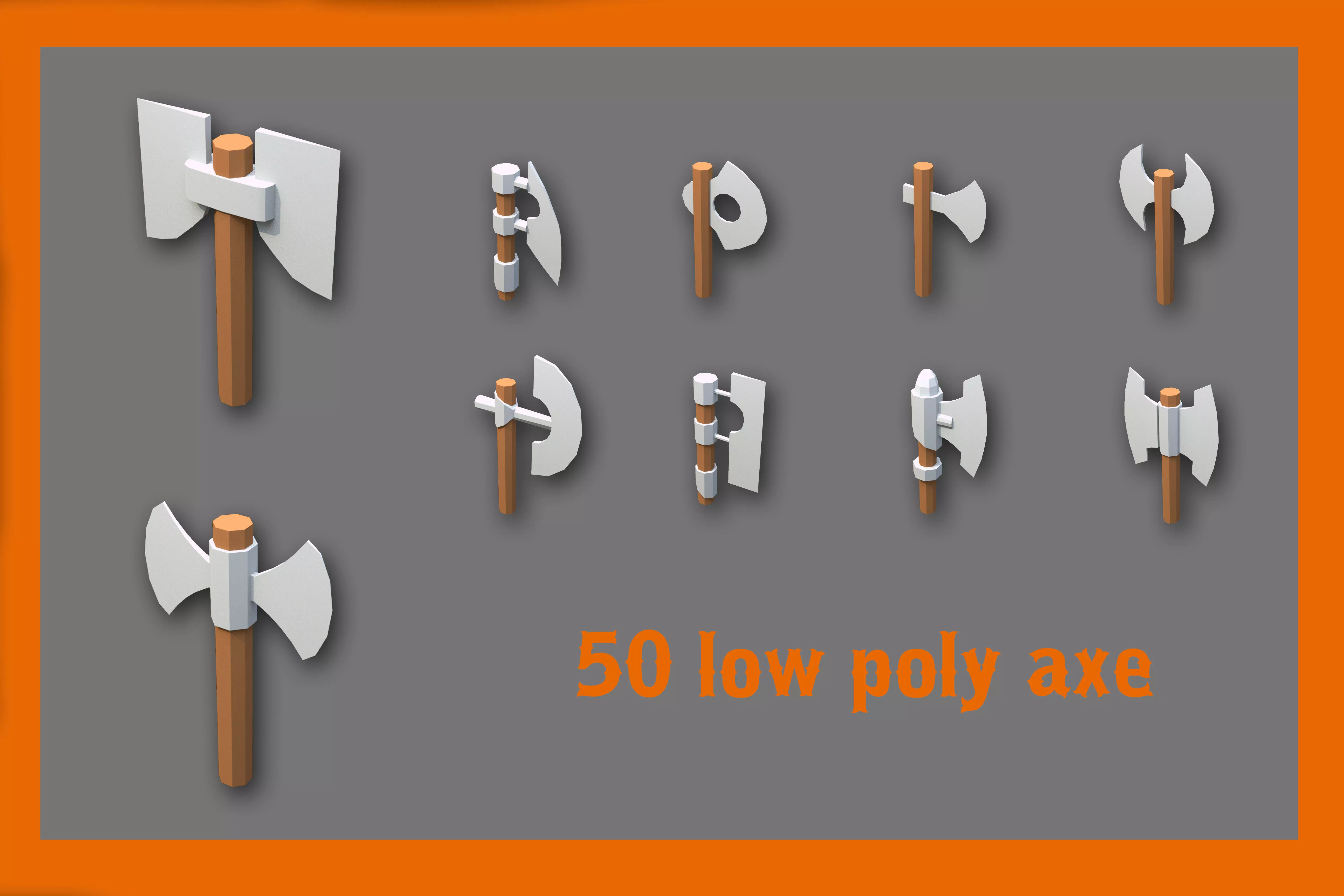 low poly axe pack for games Low-poly 3D model_0