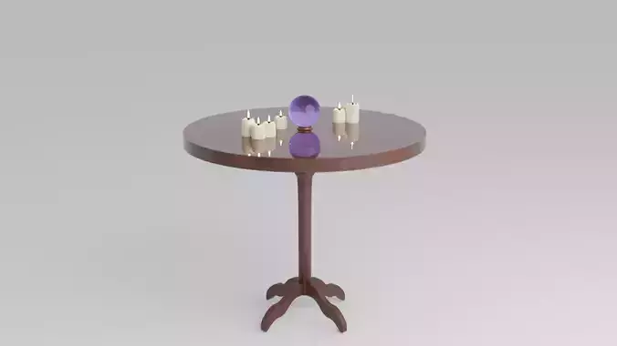 old table with a magic sphere and candles