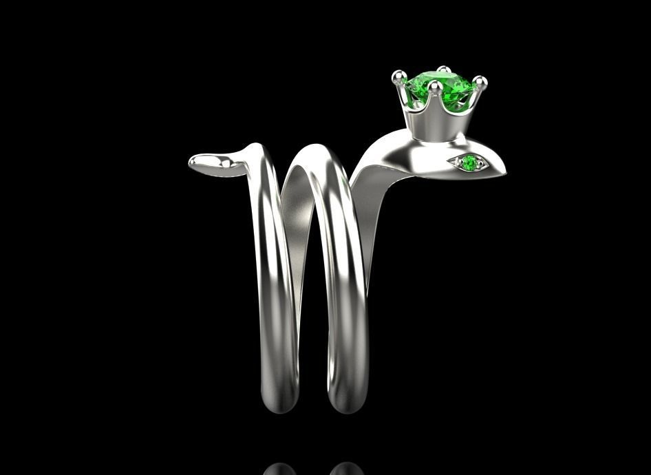 snake ring with crown 3D print model_16