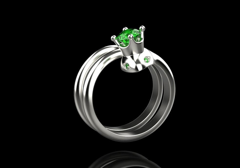 snake ring with crown 3D print model_14