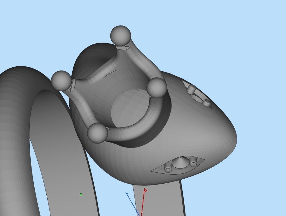 snake ring with crown 3D print model_39