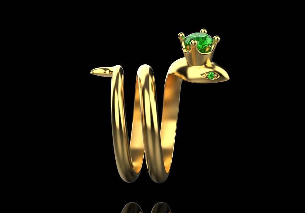 snake ring with crown 3D print model_10