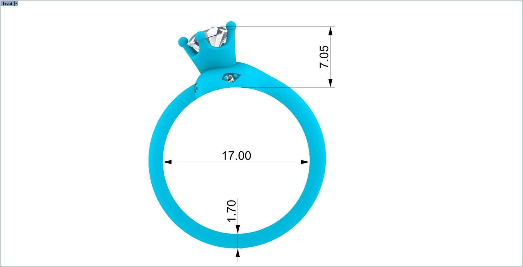 snake ring with crown 3D print model_2