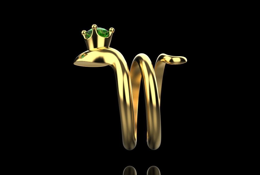 snake ring with crown 3D print model_8