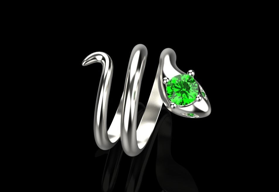 snake ring with crown 3D print model_15