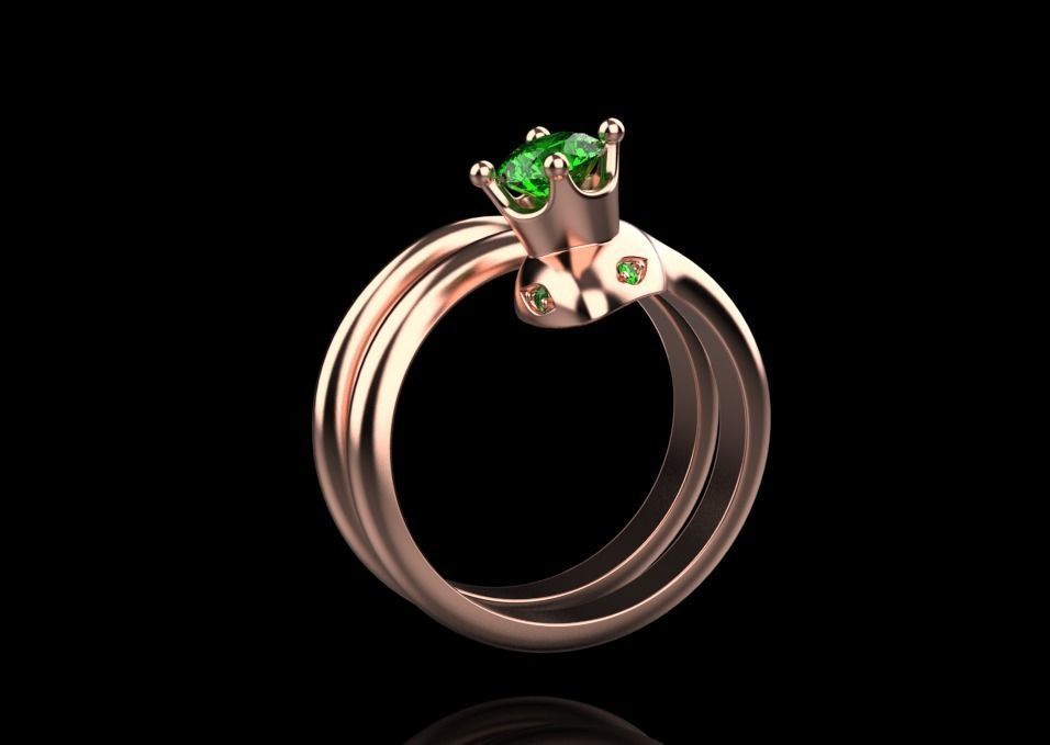 snake ring with crown 3D print model_20