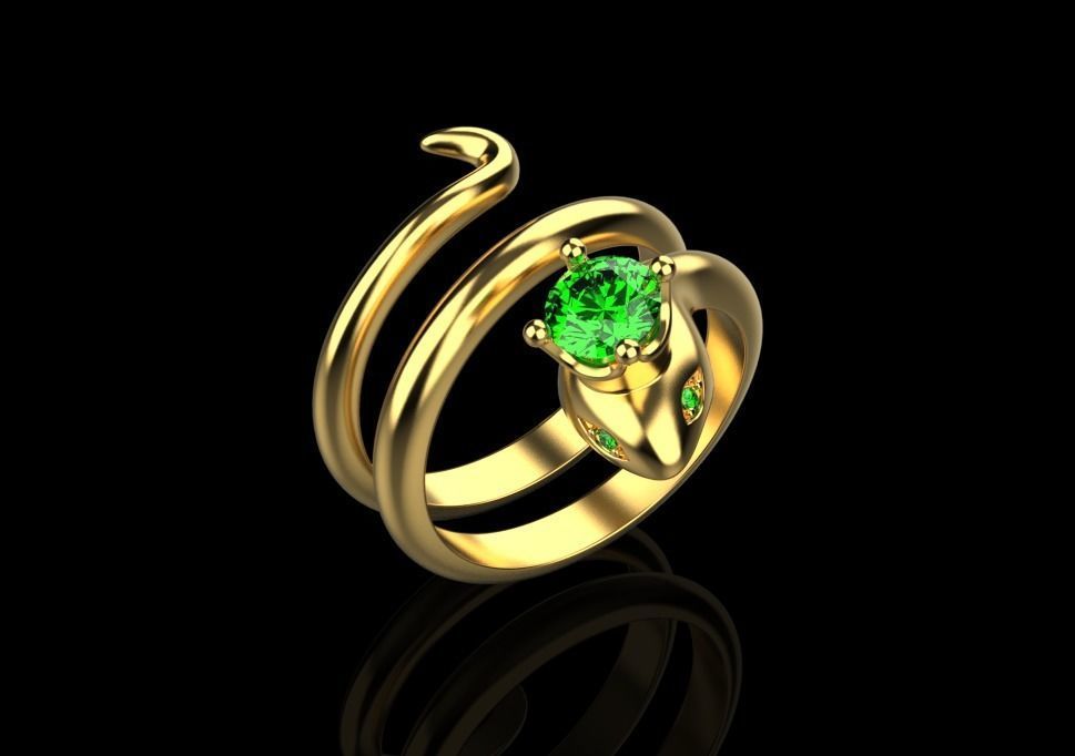snake ring with crown 3D print model_6