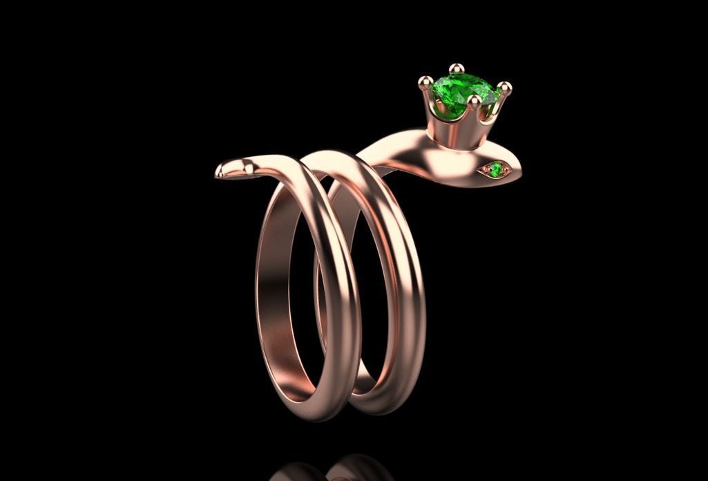 snake ring with crown 3D print model_22