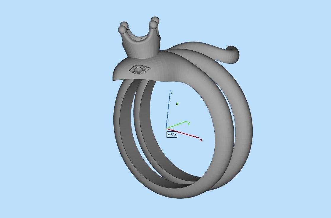 snake ring with crown 3D print model_33