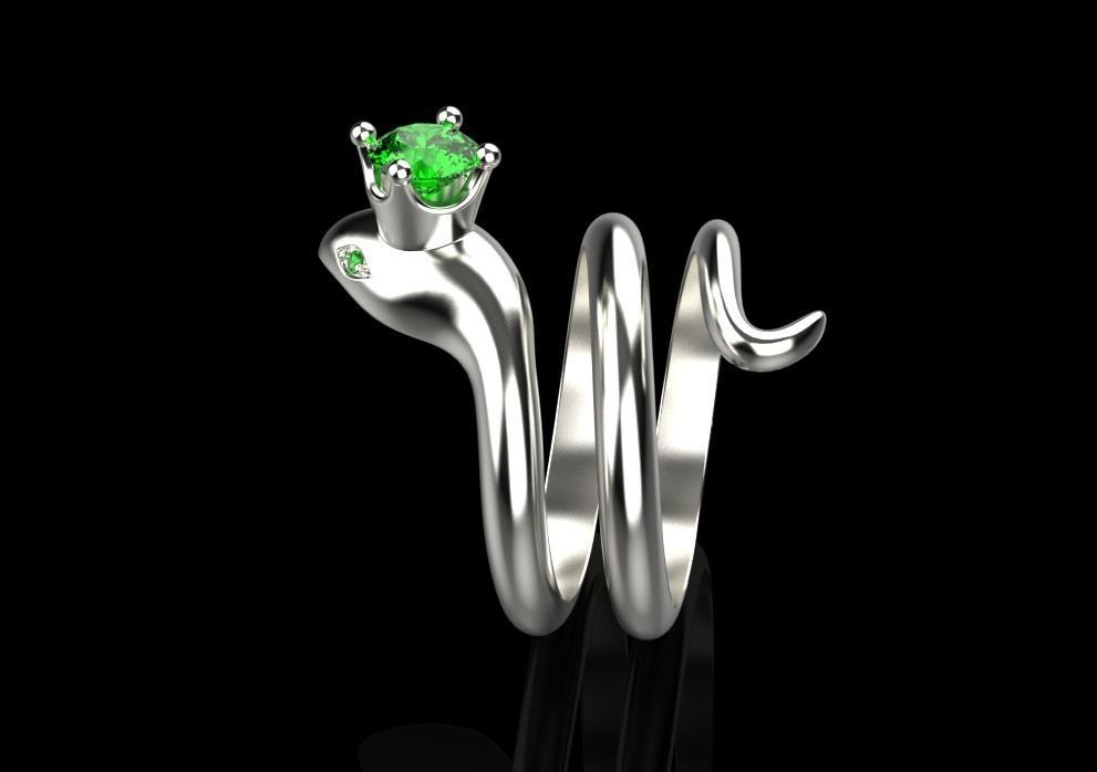 snake ring with crown 3D print model_12