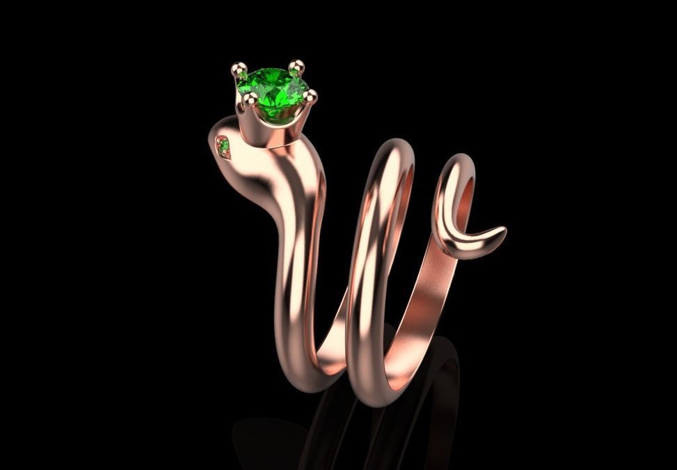 snake ring with crown 3D print model_18