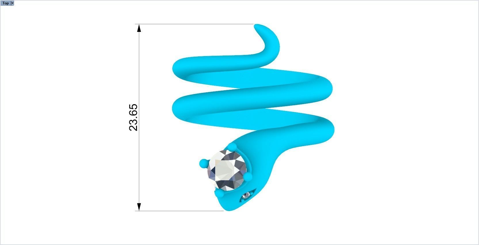 snake ring with crown 3D print model_1