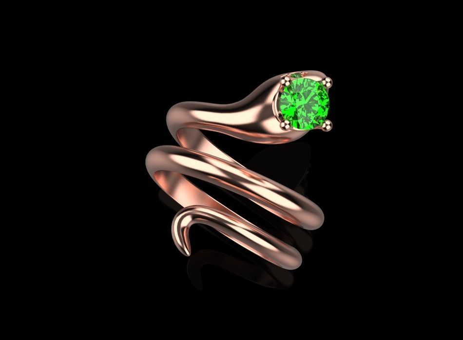 snake ring with crown 3D print model_23