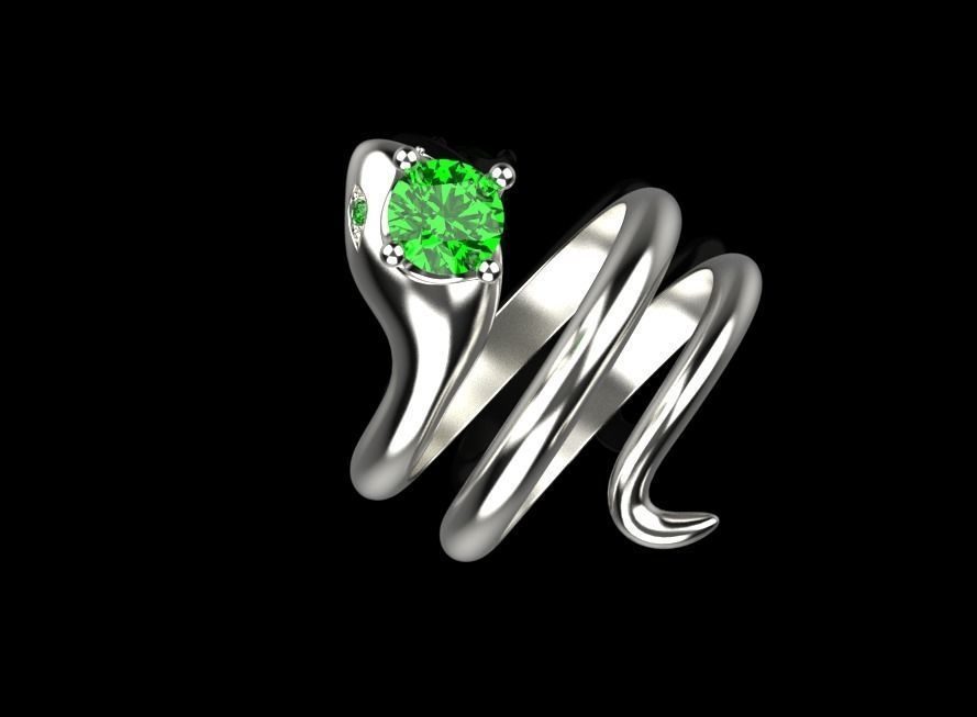 snake ring with crown 3D print model_17