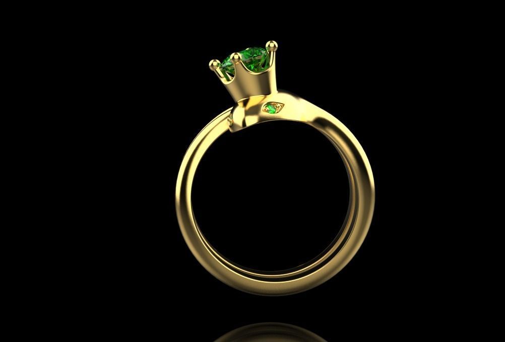 snake ring with crown 3D print model_7