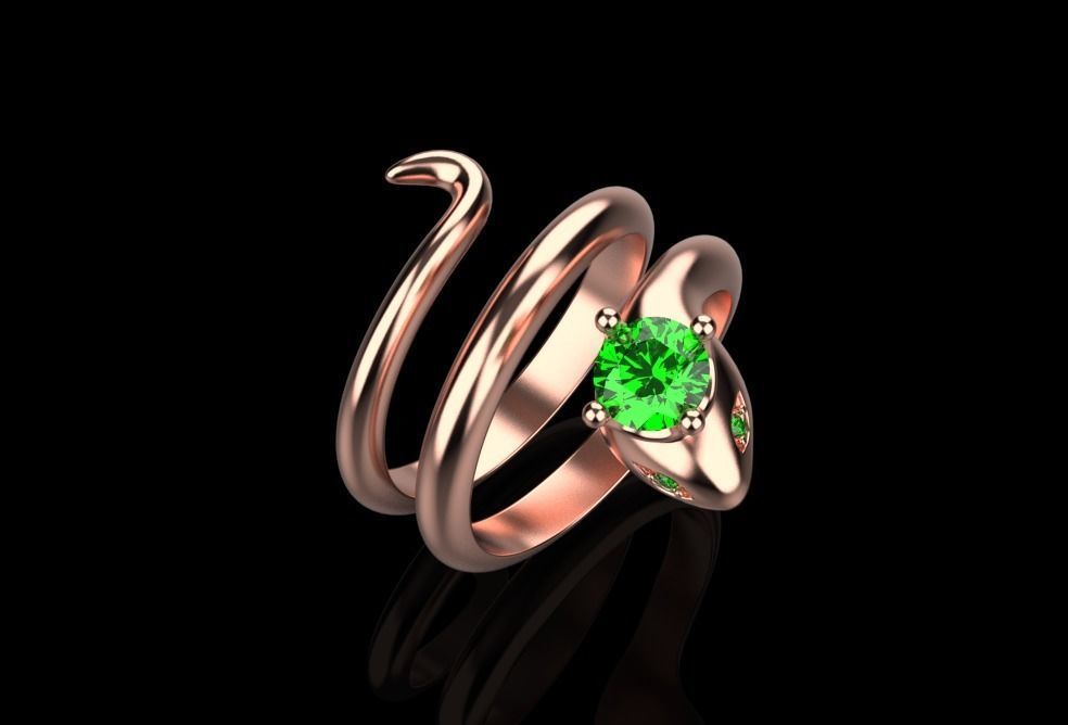 snake ring with crown 3D print model_21