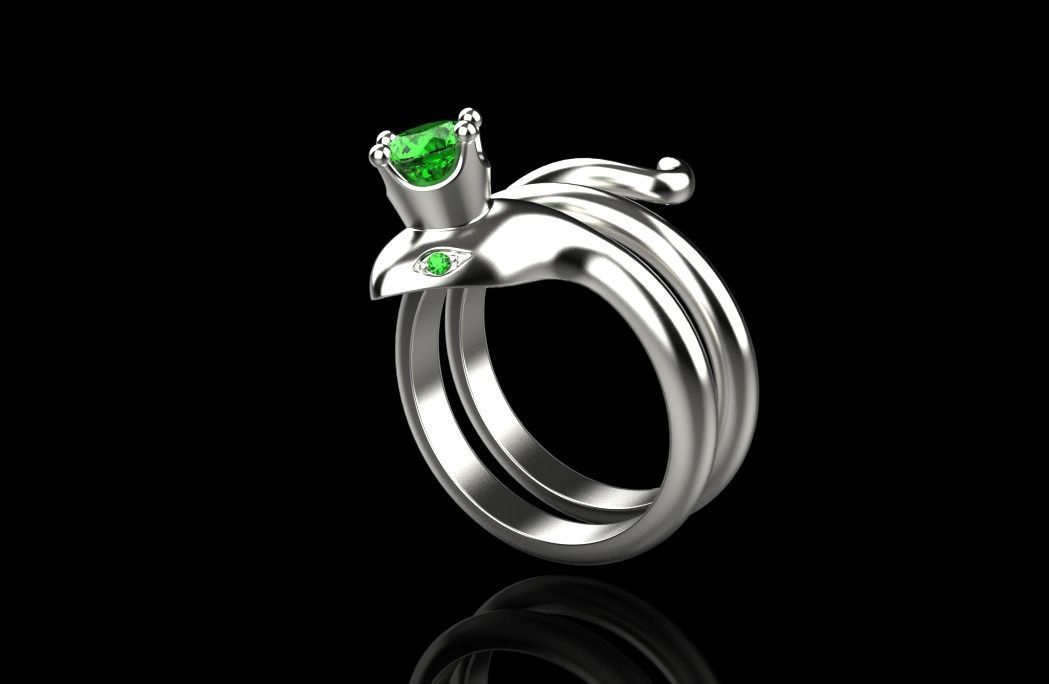snake ring with crown 3D print model_13