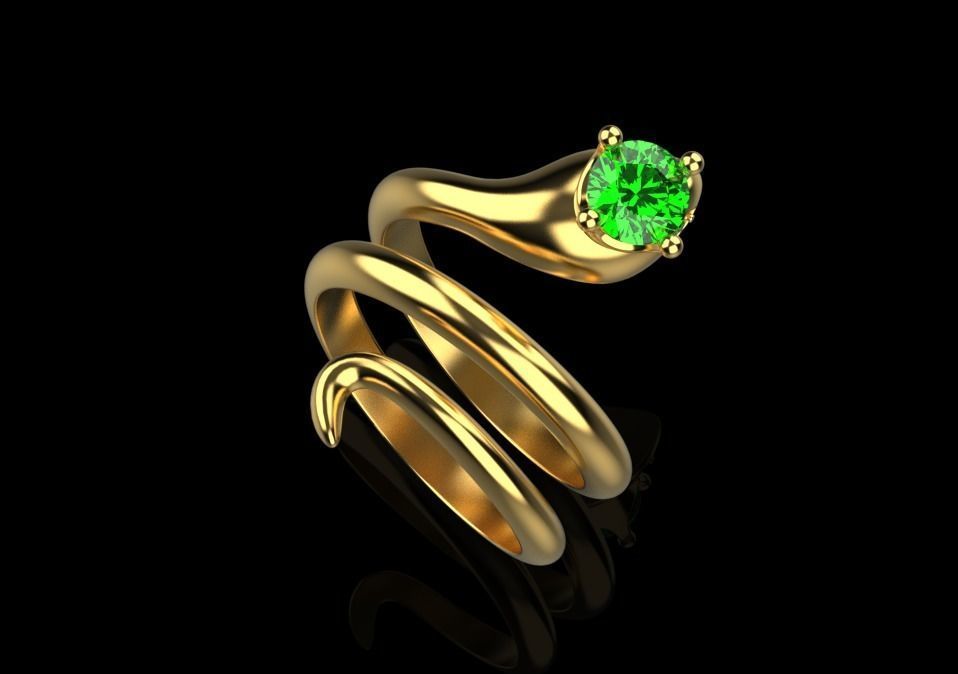 snake ring with crown 3D print model_11