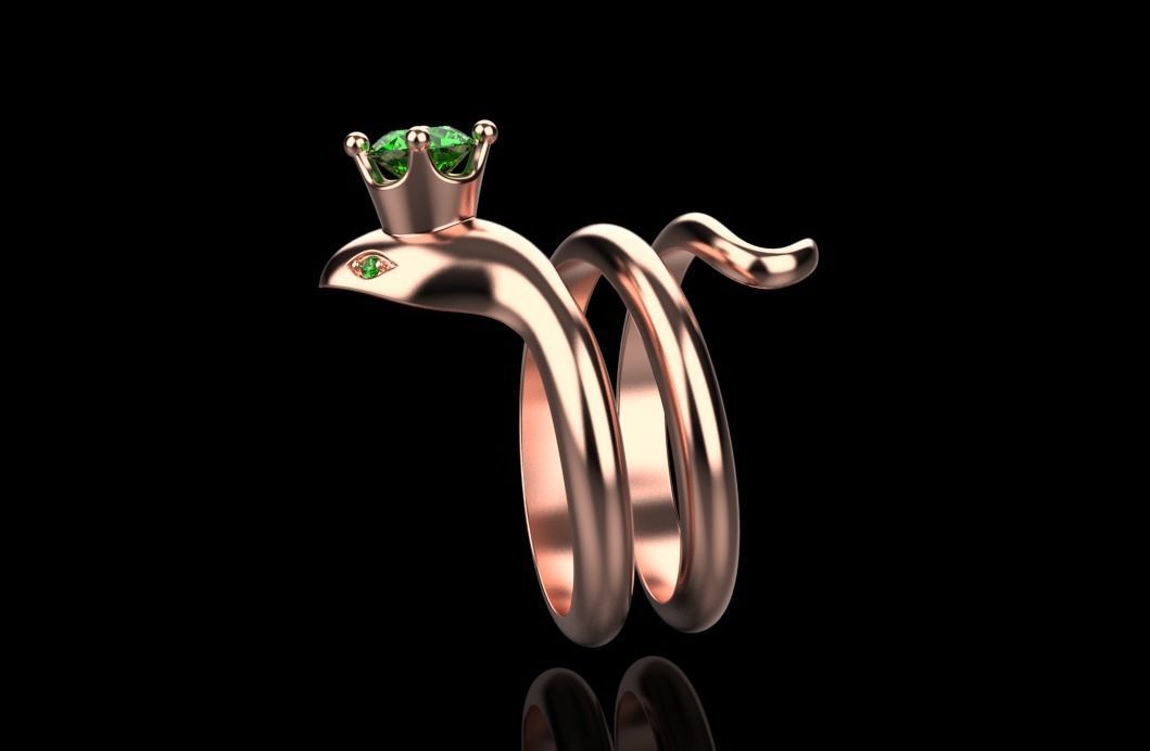 snake ring with crown 3D print model_19