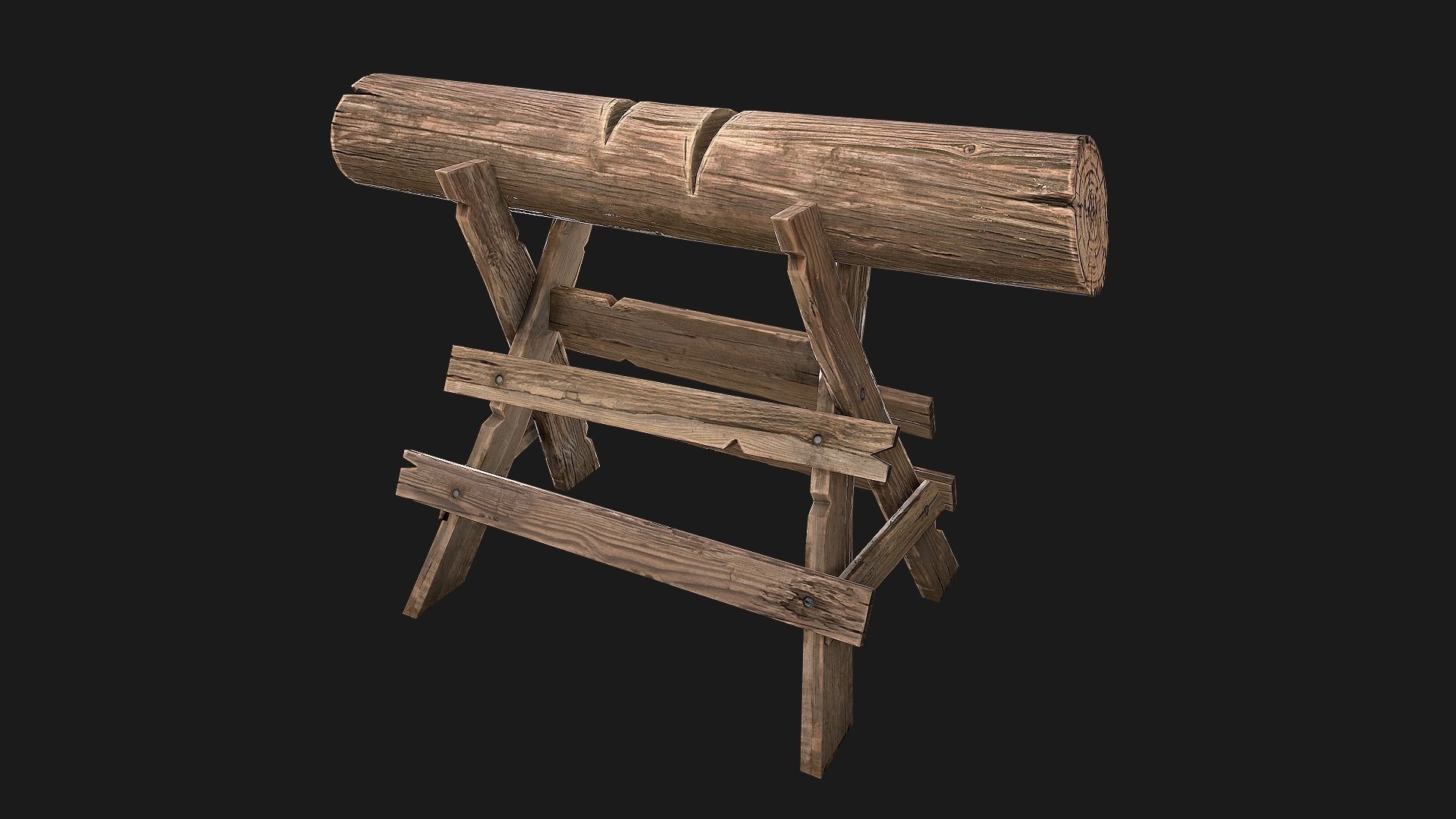 Large Set of Lumberjack and Firewood Low-poly 3D model_37