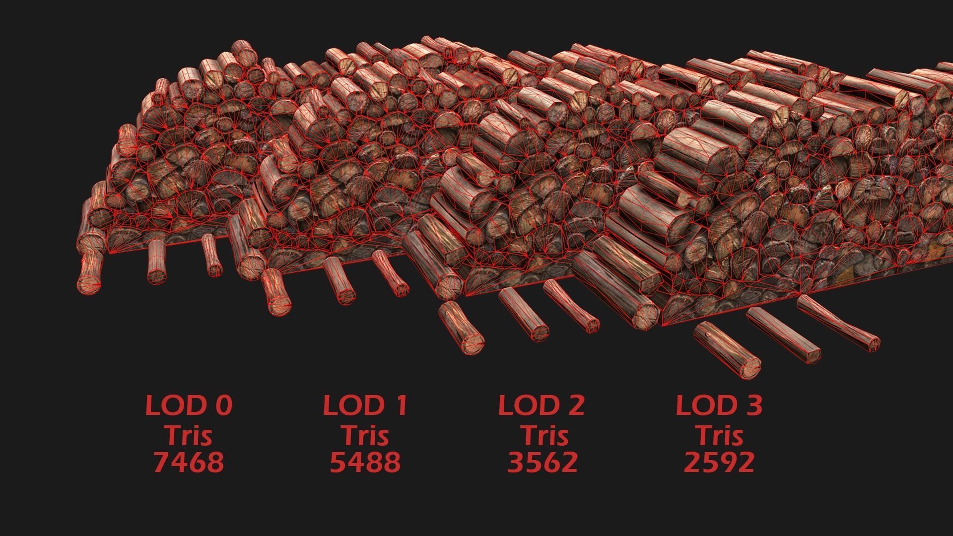 Large Set of Lumberjack and Firewood Low-poly 3D model_17