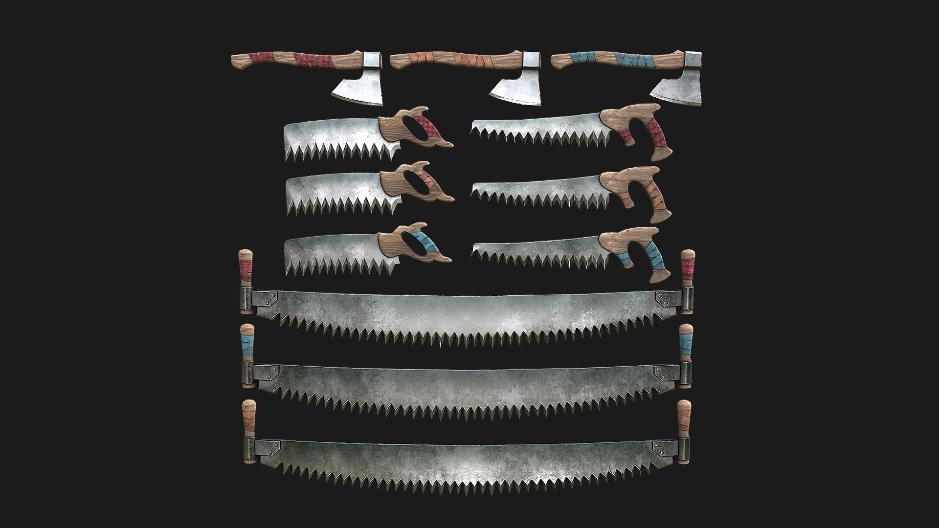 Large Set of Lumberjack and Firewood Low-poly 3D model_5