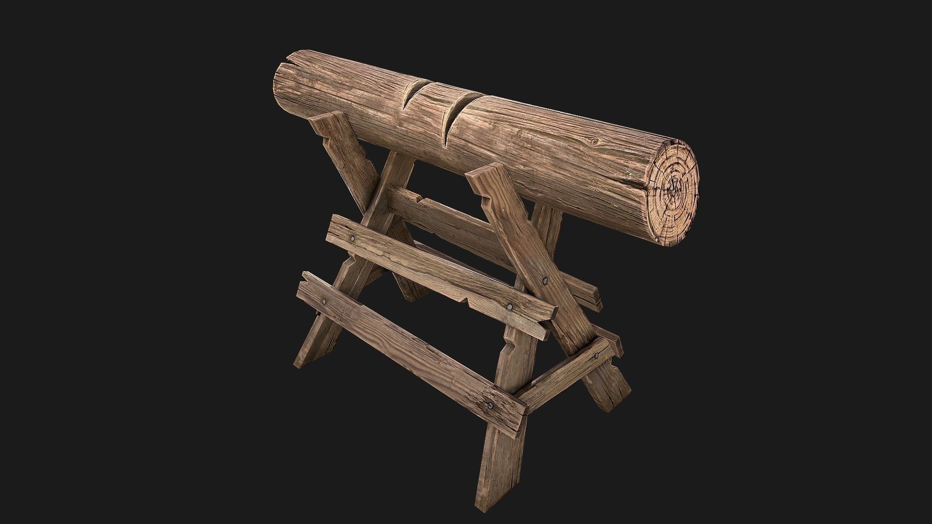 Large Set of Lumberjack and Firewood Low-poly 3D model_35
