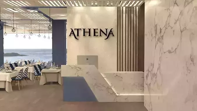 modern Greek restaurant  design  3D print model