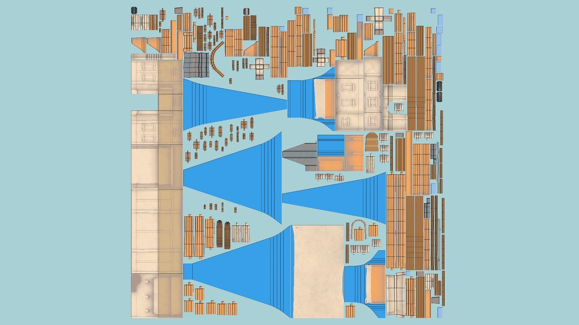 Medieval Building A01 Blue Cartoon - Scenery Backdrop House Low-poly 3D model_5