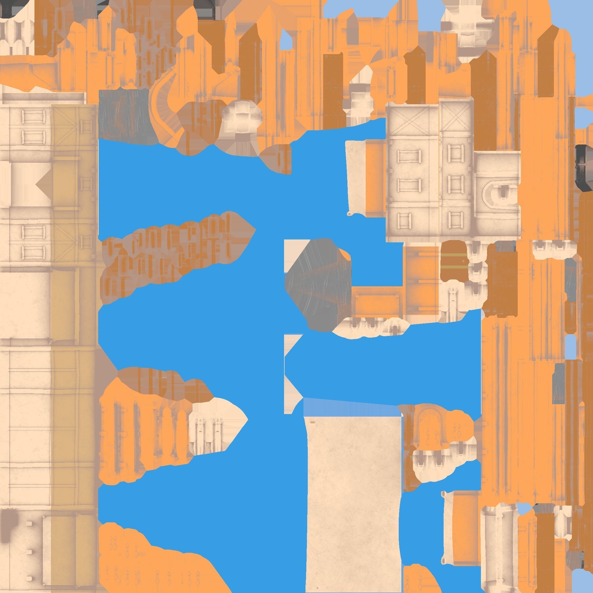 Medieval Building A01 Blue Cartoon - Scenery Backdrop House Low-poly 3D model_20